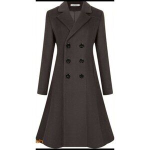 Womens Tailored Double-Breasted Long Wool Coat By Aptro Size XS Stylish Warm